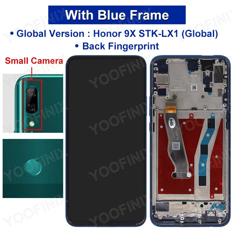 6.59 "pour Huawei Honor 9X LCD STK-LX1 Affichage Écran Tactile Numériseur Pour Huawei HLK-AL10 TL10 Pièces De Rechange: GLO Sma Blue Frame