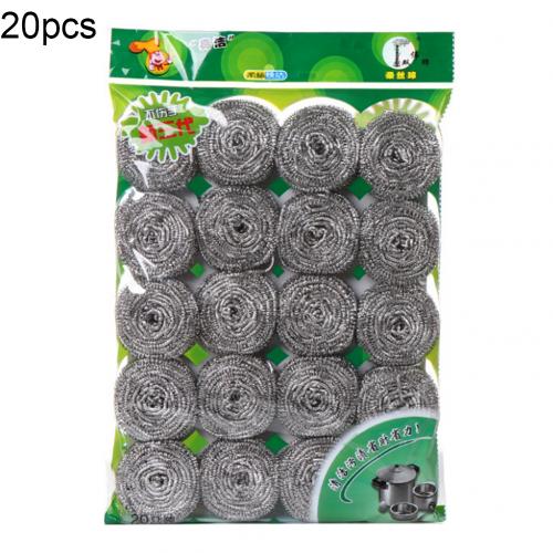 20Pcs Rustless Steel Cleaning Balls Pan Dish Dirt Washing Brush Kitchen Scrubber Scouring Pad Brushes Ball Scourer: Default Title