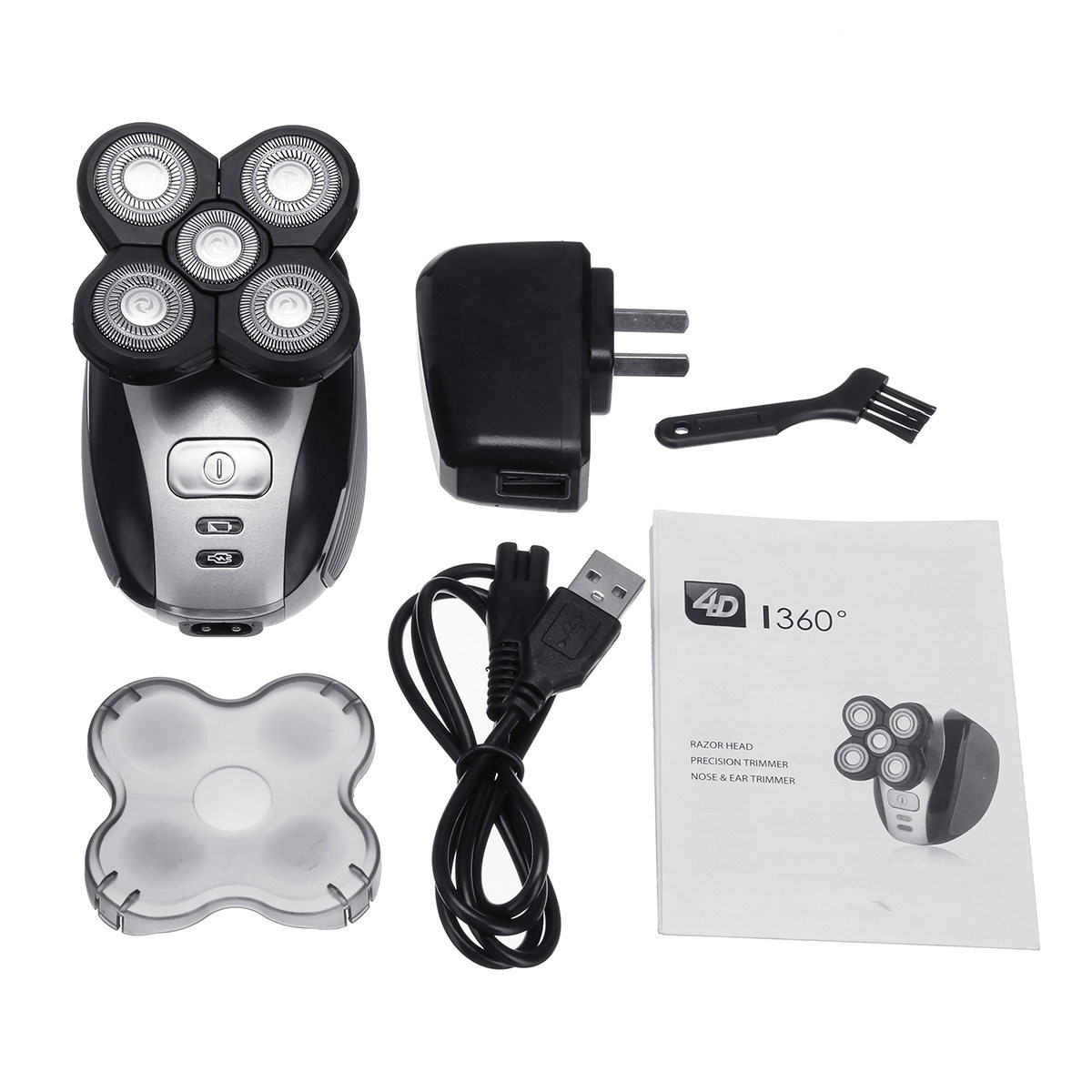 5 in 1 Multifunction Electric Shaver Hair Trimmer Clipper Bald Machine 5 Heads Rechargeable 4D Floating Head Electric Razor