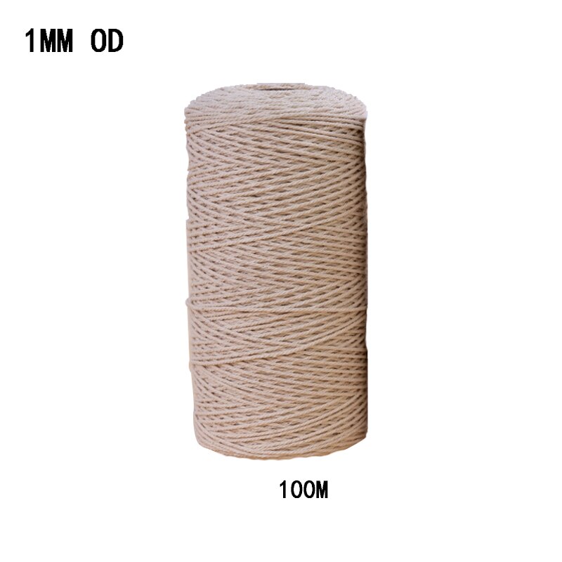 3mm 4mm 5mm 6mm Macrame Rope Twisted String Cotton Cord For Handmade Natural Beige Rope DIY Home Wedding Accessories: 1mmx100m
