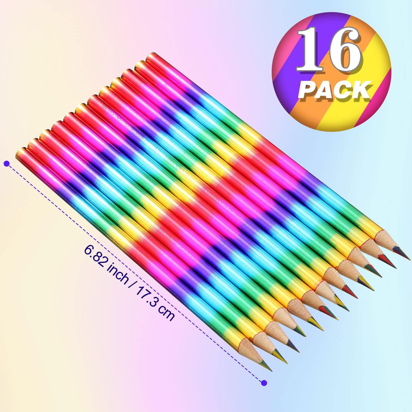 8/16 Stück Regenbogen-Bleistifte in 4 Farben, Regenbogenstifte, Buntstifte aus Holz, mehrfarbiger Bleistift für Kinder, Büro, Schulbedarf: YELLOW