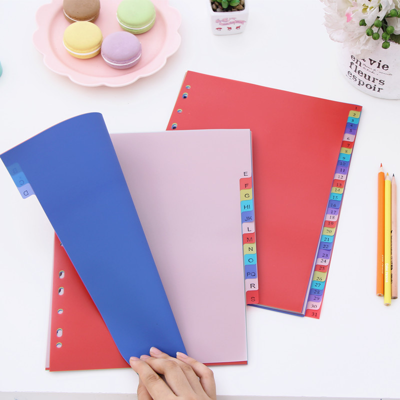 12sheets A4 Colored PP Binder Index Dividers Office School Stationery Accessory Spiral Month Divider Archives Files