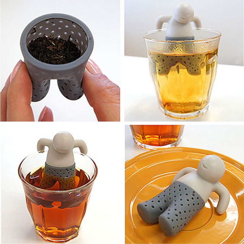 Silicone Tea Strainer Cute Mister Teapot MR Little Man People Tea Infuser Filter and Strawberry Shape Tea Infuser Tea Bag Teapot