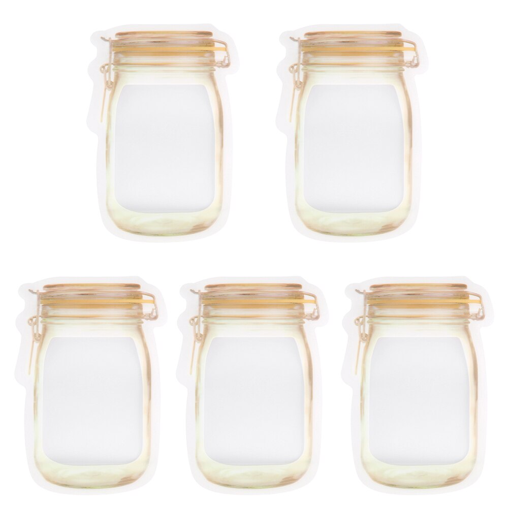5pcs Reusable Mason Jar Bottles Bags Nuts Candy Cookies Bag Seal Fresh Food Storage Bag Snacks Zipper Sealed Kitchen Organizer: 10.7x15.7cm