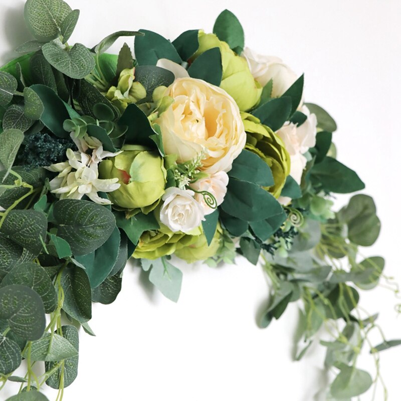 Kunstmatige Pioen Bloem Swag, Eucalyptus Krans Voor Deur Wedding Party Spiegel Tafelblad Stoel Thuis Decoratie
