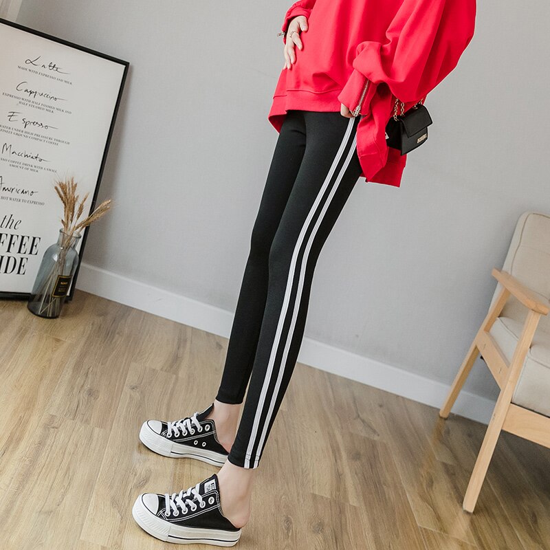 3305 # mutterschaft Hosen Frühling Herbst Seite Streifen Elastische Taille Bauch Unterstützung Hosen Mutterschaft Gamaschen Mutterschaft Hosen