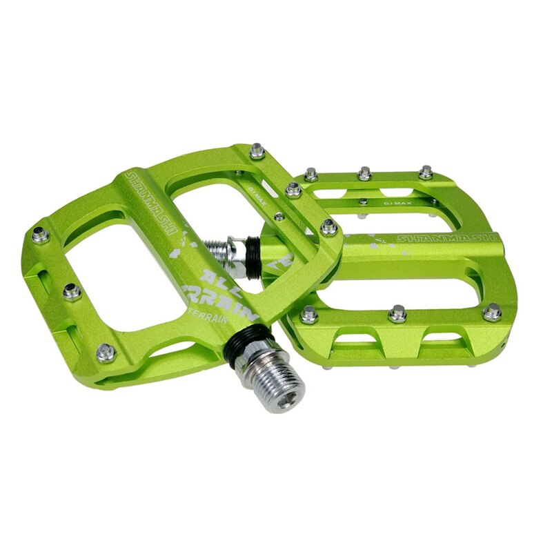 Shanmashi Bike Pedals Aluminum Bicycle Flat Pedals Outdoor Durable Pedal for Mtb Road Bike: Green