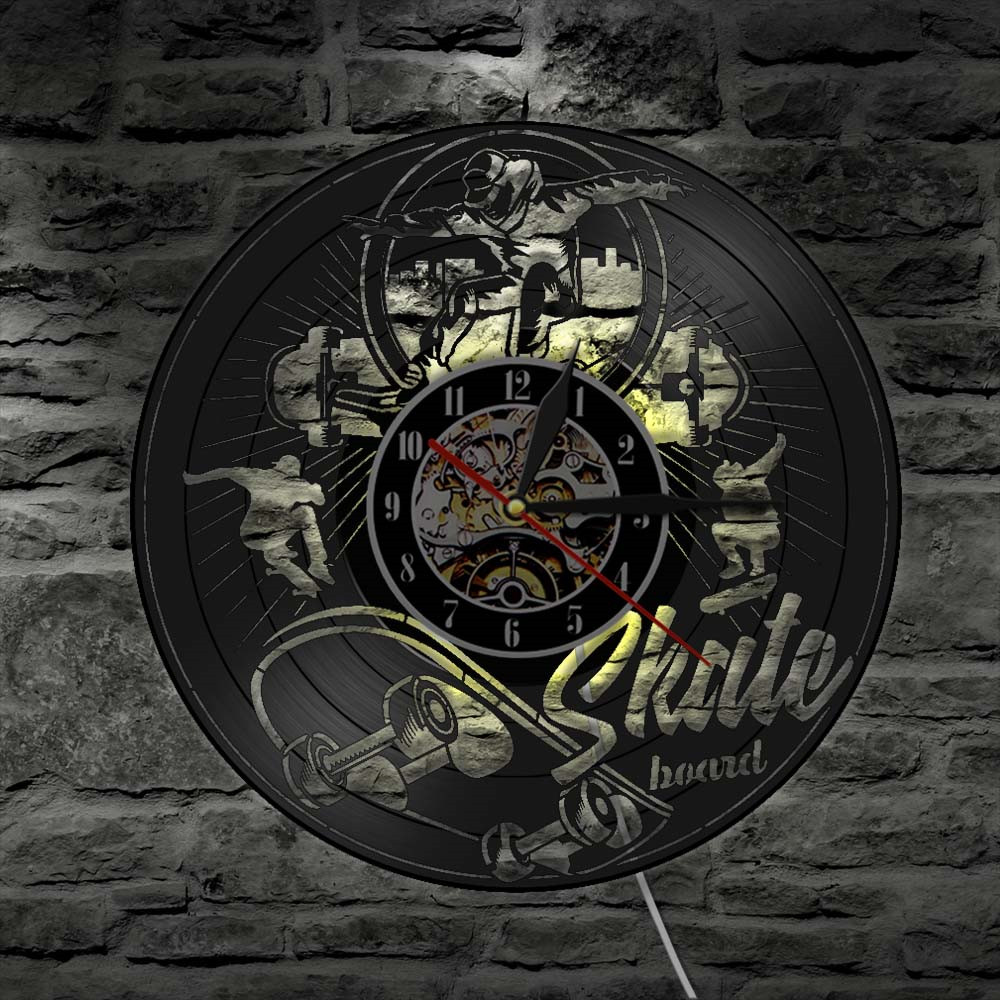 Skateboarding Retro Quartz Vinyl Record Wall Clock... – Grandado