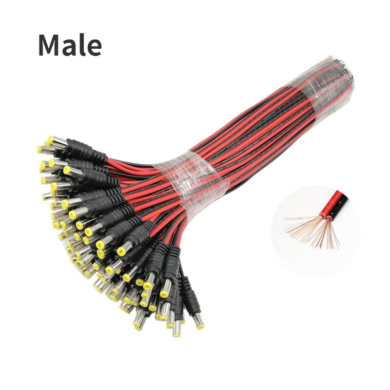 1, 5, 10 piezas DC macho y hembra cable conector de alimentación 5V 12V DC 5.5x2.1mm enchufe adaptador de cable de alambre para cámara de TV tira de luces LED