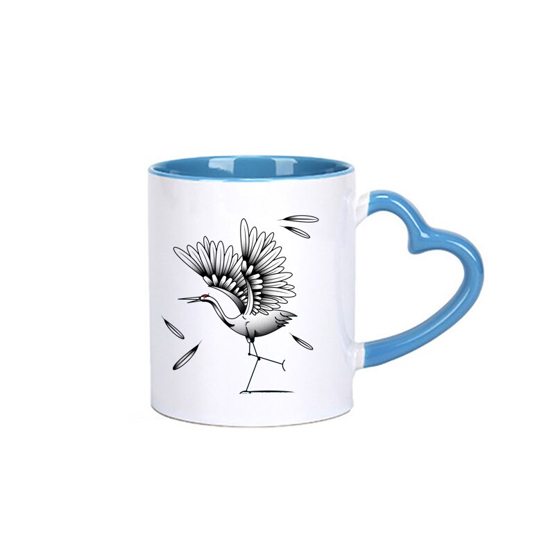 Creatieve Chinese Crane Mok Goud Handvat Keramische Koffie Mokken Thee Melk Bier Mok Water Cup Drinkware Cup KTDW-026: KTDW-026-D