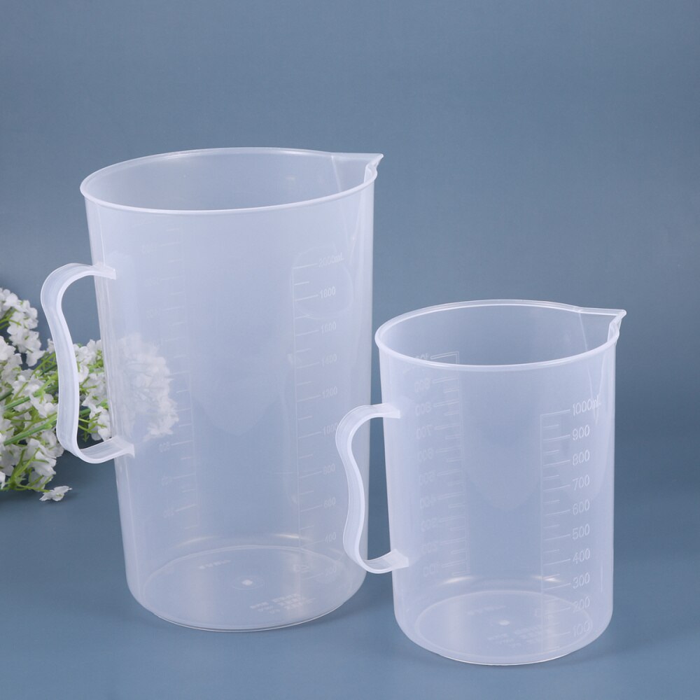 2pcs Measuring Pitcher with Handle Clear Graduated Cups Large Capacity Measuring Beaker for Kitchen (1000ml+2000ml)