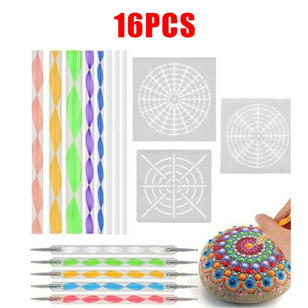 1 Set Mandala Dotting Tools Set Portable Multifunction Embossing Dot Kit Dotting Tool Set For Clay Pottery Craft Painting Rocks: 16 PCS