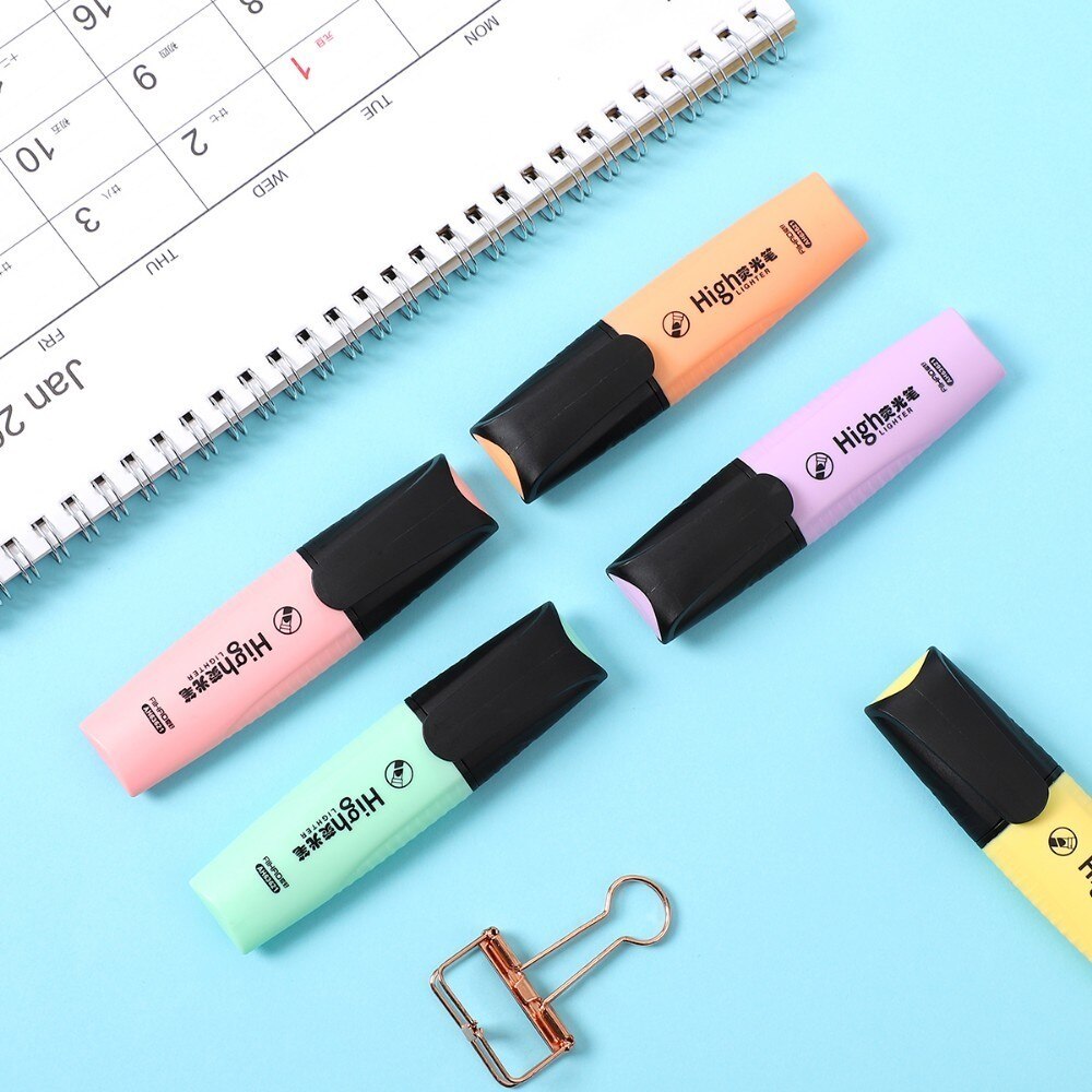 Jianwu 6 stk/sæt makron highlighter sød skrånende hoved fluorescerende pen børn graffiti markør kugle dagbog brevpapir forsyning