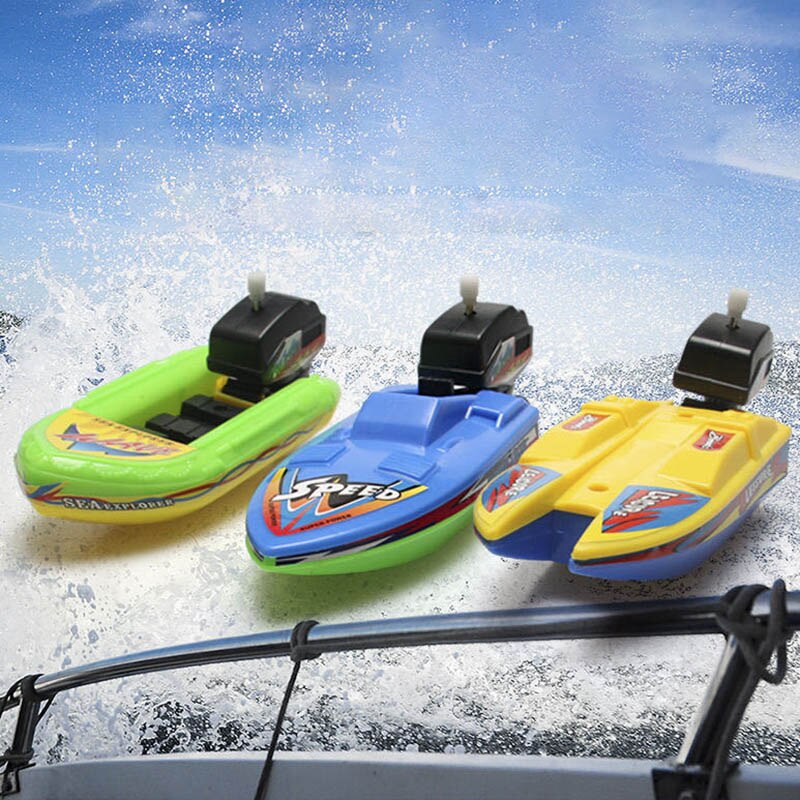 Clockwork Toys Speed Boat Ship Wind Up Toy Floating Water Kids Toys Classic Bathtub Shower Bath Toys for Children Baby Toys