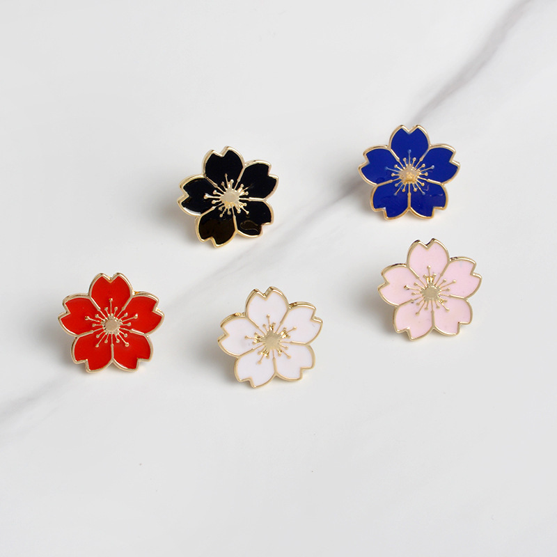 Zoete sakura bloem emaille badge broches speldjes voor vrouwen en meisjes kleurrijke cartoon sieraden retro accessoires rugzak