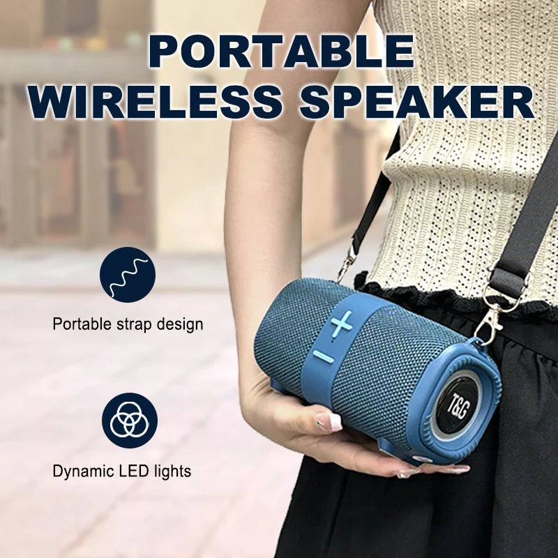 T&G TG667 Altavoz Bluetooth portátil con luz LED cruzada para exteriores, nivel de apariencia pequeño y alto, Compatible con USB/AUX/TF/FM