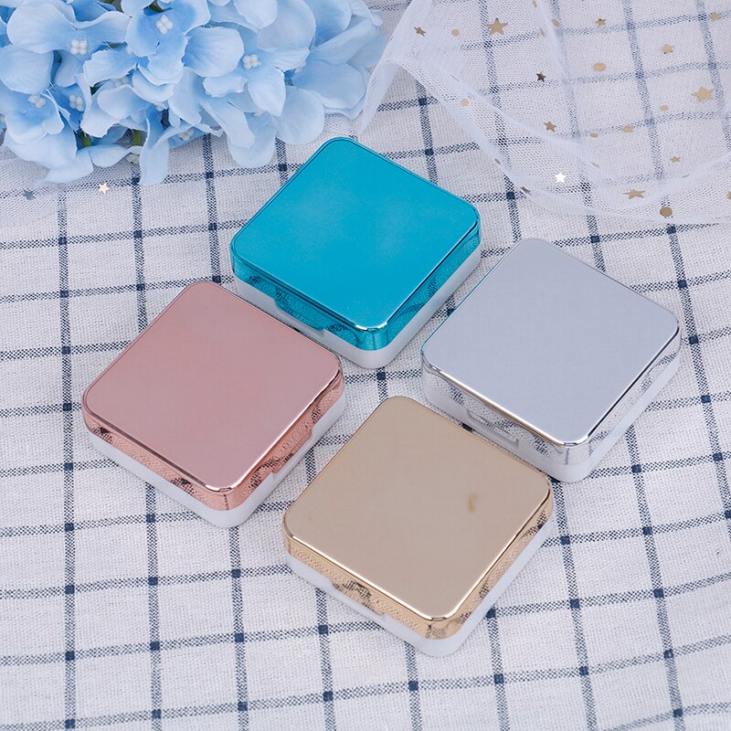 Preciosa caja de Kit de viaje para mujer, estuche para lentillas de colores, Estuche para gafas de contacto de colores con espejo, contenedor para lentes de contacto de ojos