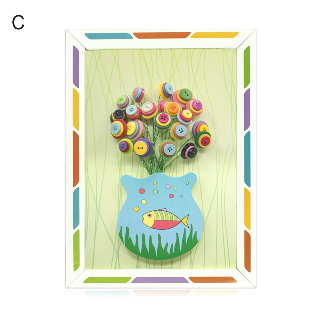 Kindergarten DIY Handmade Button Bouquet Paper Frame Illustration: C
