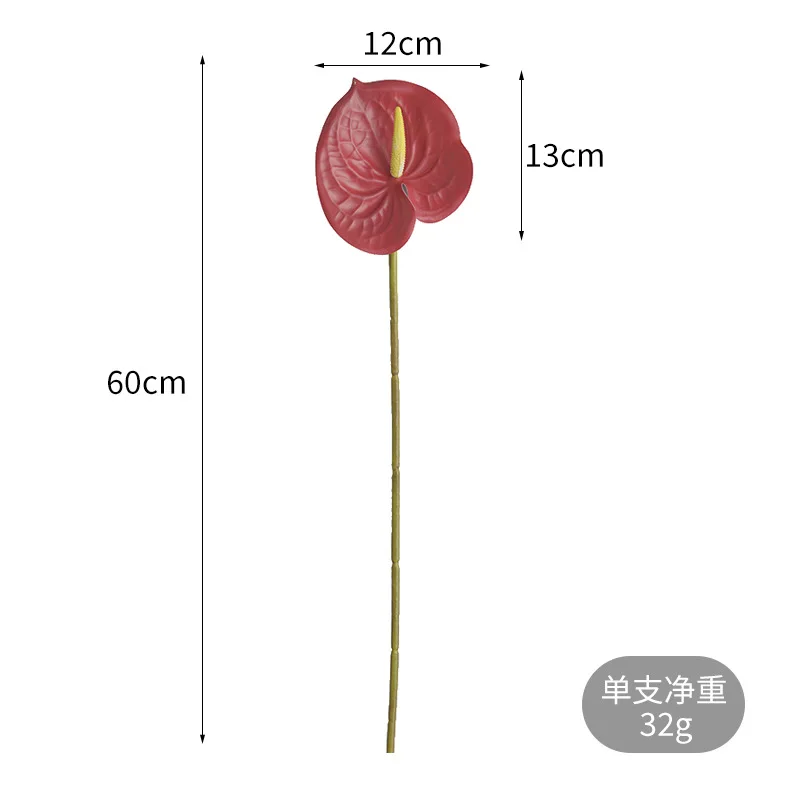 Flor de imitación para decoración del hogar, Planta Artificial, película de impresión 3D, palma roja, decoración de boda