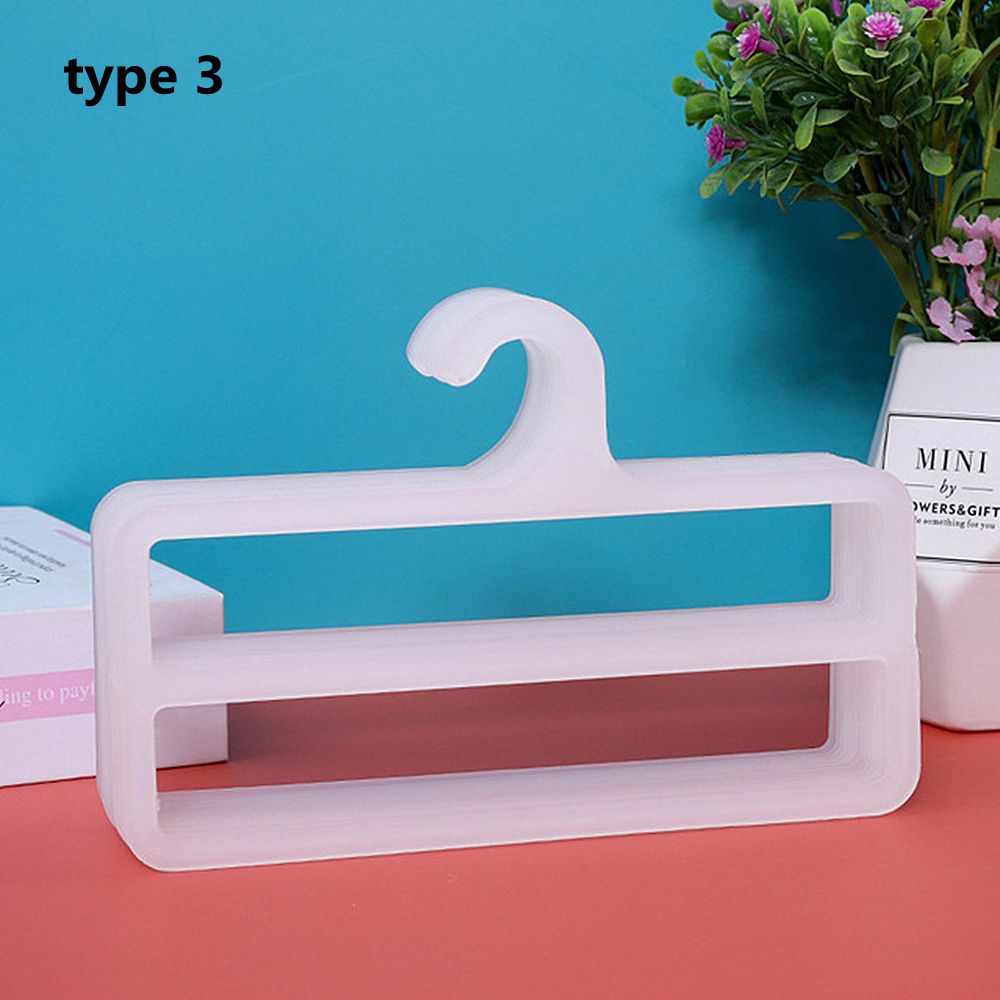 Mini cintre rond ovale en plastique, 1 pièce, créative, noir/blanc/Transparent, 1/2 couches, écharpe, cintre antidérapant,: white-type 3