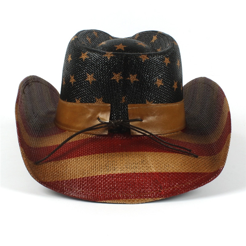 Herre strå cowboyhatt for sommer western sombrero hombre cowgirl jazz caps solhatt størrelse 58cm