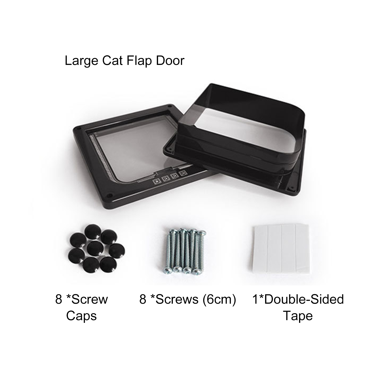 Cat Flap Door 4 Way Locking Security Pet Cat Puppy Door for Interior Exterior Door Anti Escape Safety Gate Frame Cats Supplies
