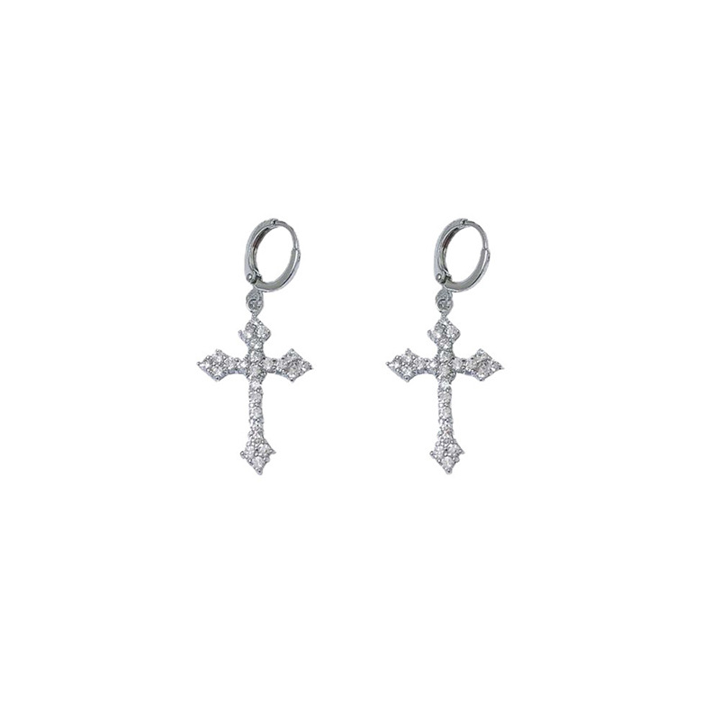 Y2K gotisch Strass Kreuz Ohrringe Kpop Zirkon Kreuz Tropfen Ohrring für Frauen Grunge Egirl Ohrringe Schmuck Zubehör