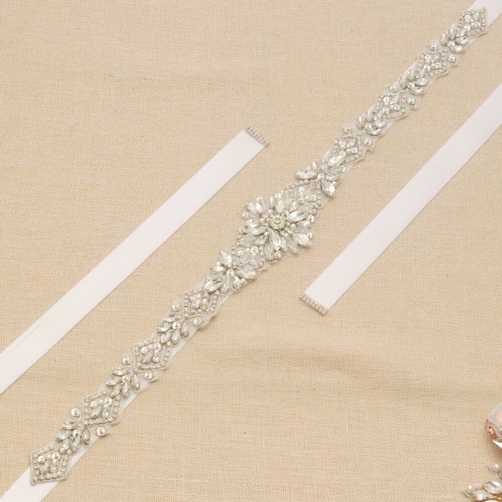 Bruids Riem Zilveren Diamanten Bruiloft Riem Strass Bruids Sjerp Kristal Parels Bruidsmeisje Riemen Voor Trouwjurk JK935