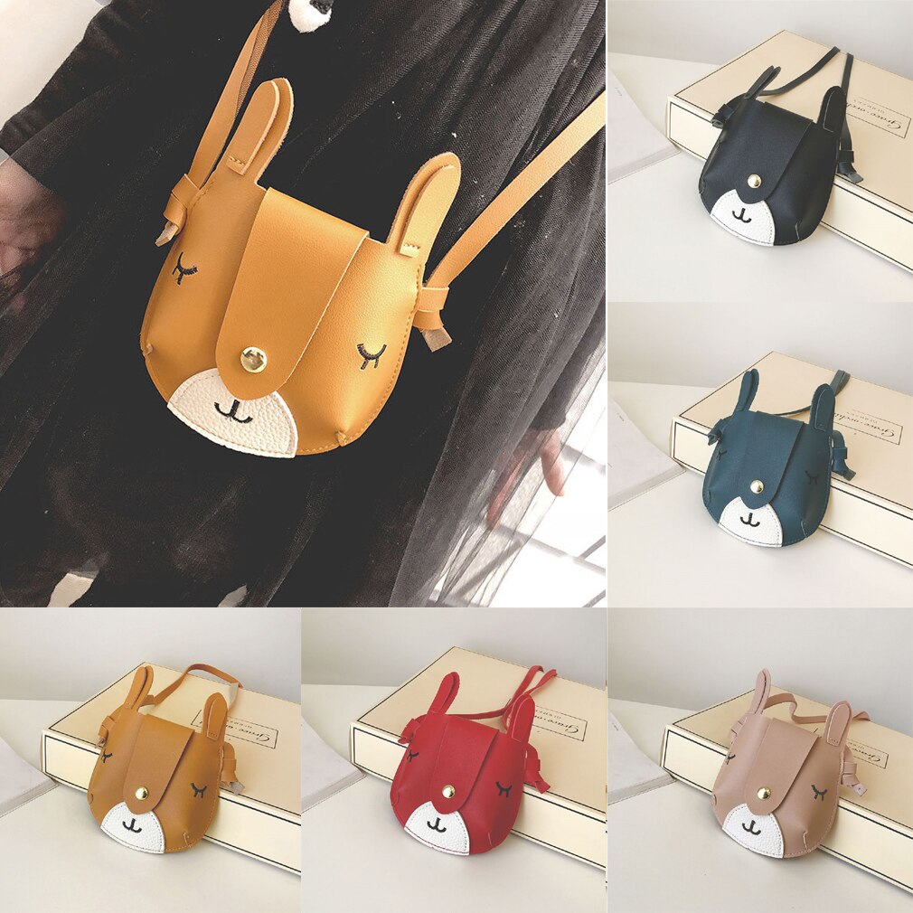 Schattige kindermeisjes mini crossbody tas konijn pu handtas kinder schoudertas mooie portemonnee houders munt portemonnees