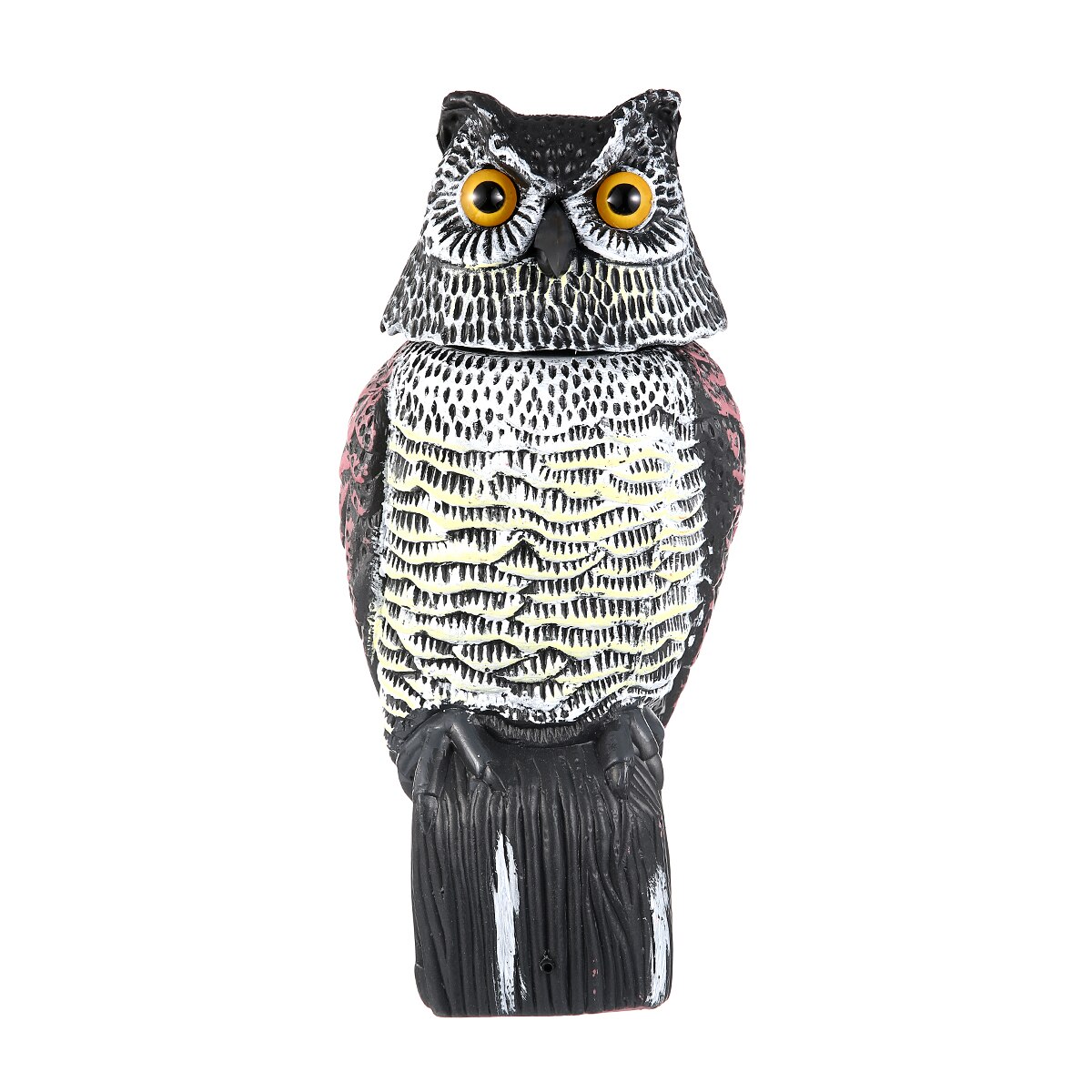 BY Realistic Bird Scarer Rotating Head Sound Owl Prowler Decoy Protection Repellent Pest Control Scarecrow Garden