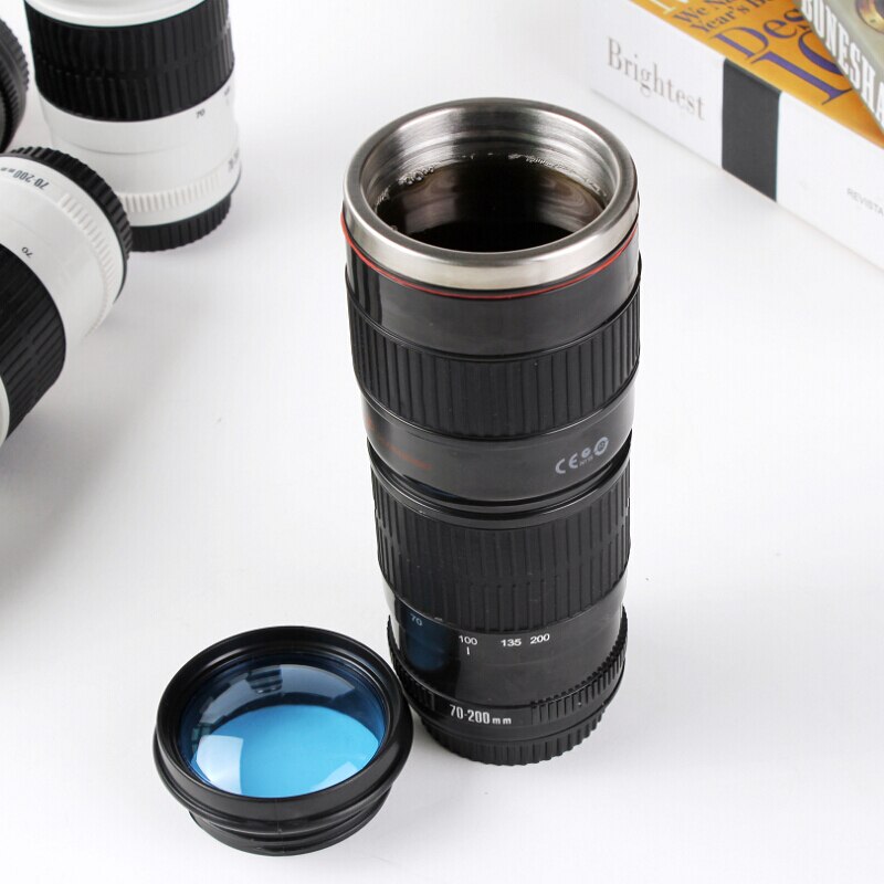 450ml SLR Camera 70-200 Camera Lens Mug Coffee Mug With Lid Fantastic Stainless Steel Milk Caneca Lente Drinkware Cups