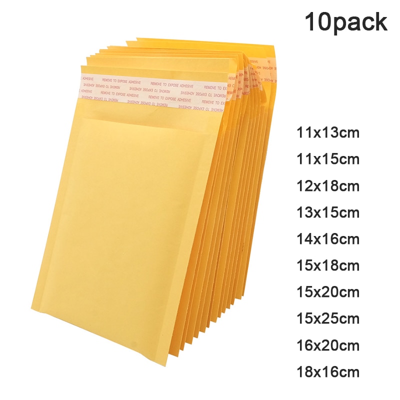 1 pièce ng collant jaune papier Kraft enveloppes à bulles sacs sac de Protection