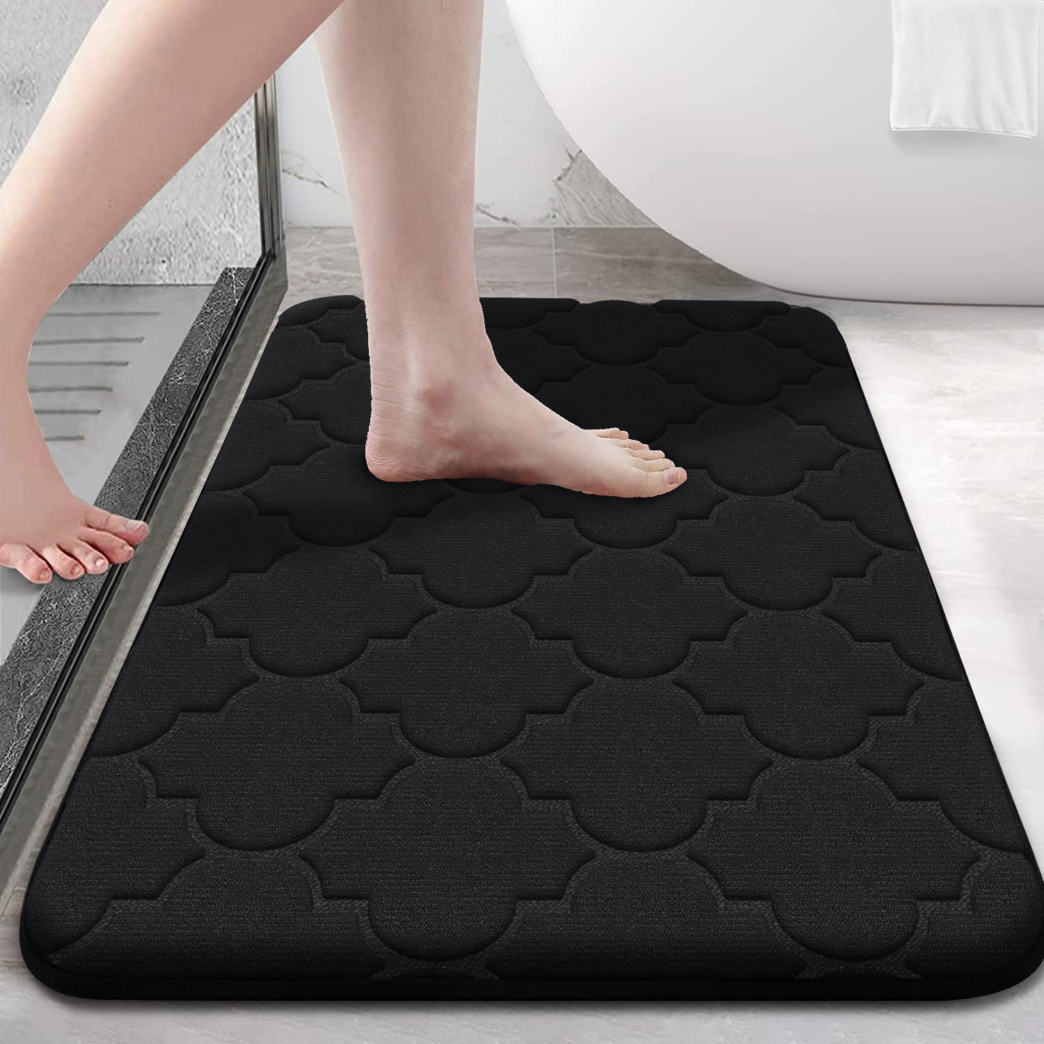 Memory Foam Bathroom Rug Anti-slip bathroom mat ultra Soft floor mat Non-Slip Water Absorbent and Machine Washable: black / 1700MMx2400MM