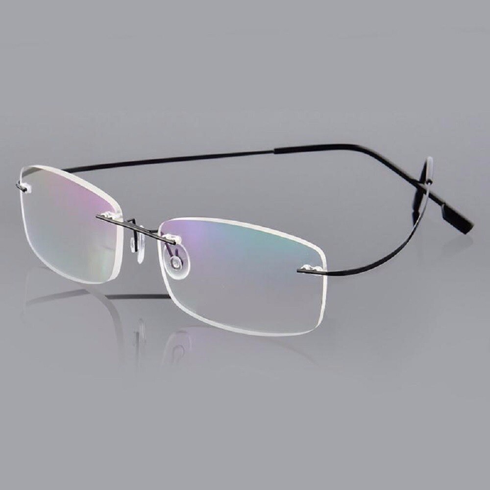 1pc kvinder mænd titanium brillestel fleksibelt optisk stel receptpligtigt brille stelløse briller øjenbriller: Sort