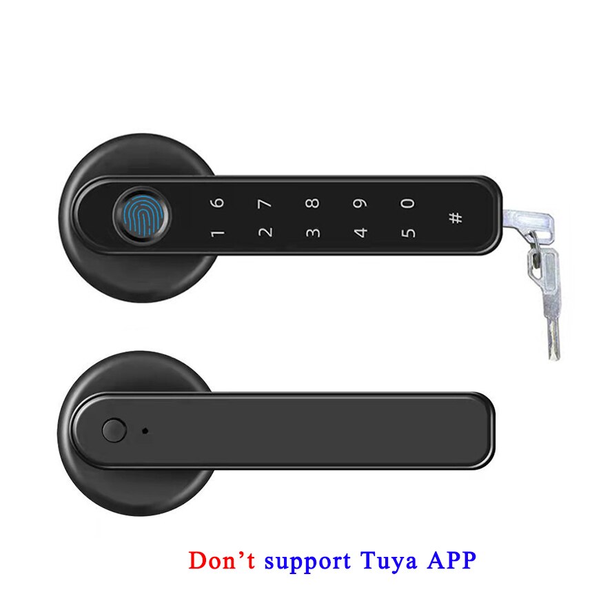 Tuya APP Remote Control Intelligent Fingerprint Password Single Latch Deadbolt Lock: Black No Tuya