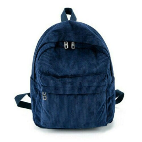 Style Soft Fabric Backpack Female Corduroy School Backpack For Teenage Girls Striped Backpack Women: Blue