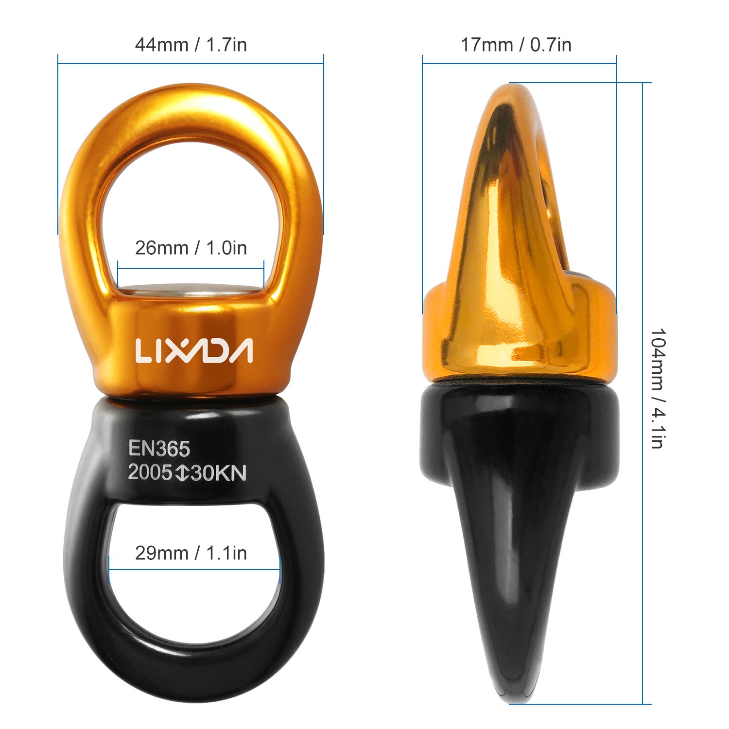 Lixada Swing Swivel 30kN Safest Rotational Device Swing Spinner Carabiner Swivel Climbing Rope Swivels for Swing Setting Hammock