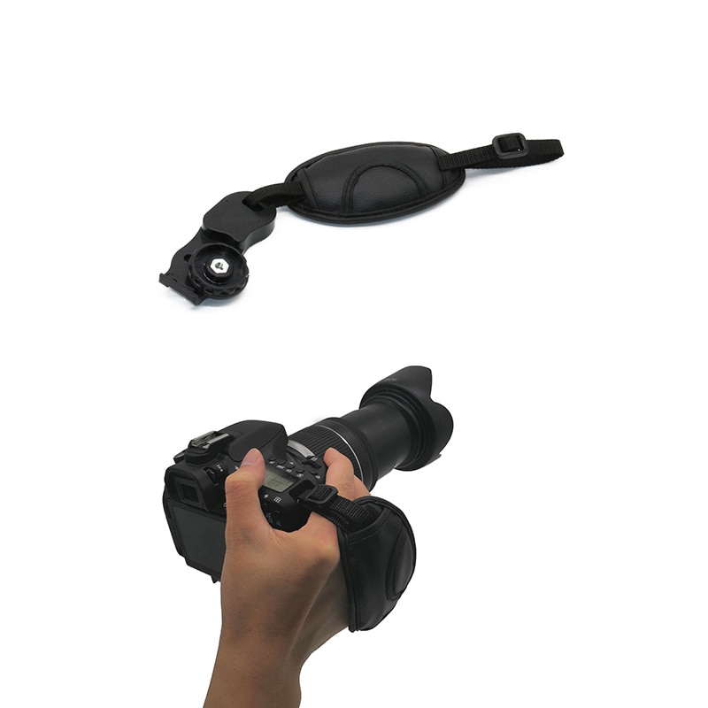 Lederen Zwarte Hand Grip Camera Strap Voor Canon Nikon Sony Camera Strap Wrist Quick Release Accessoires