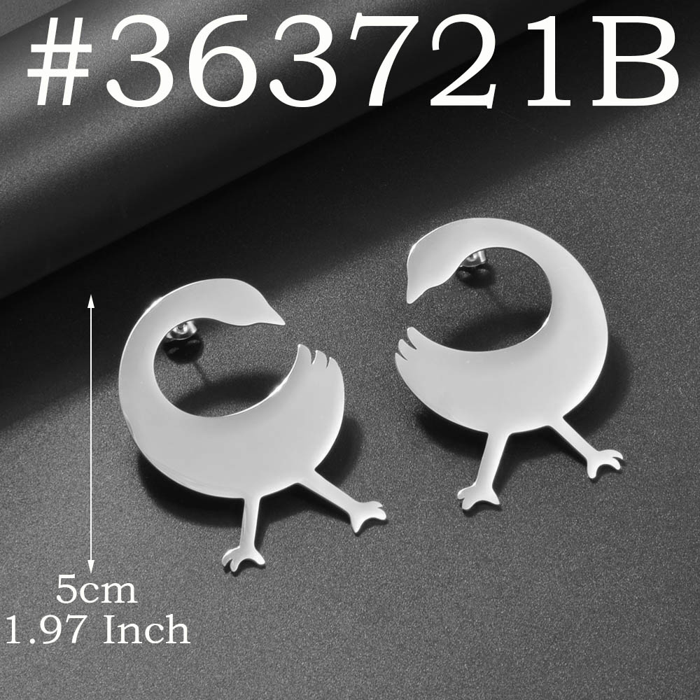 5cm/4cm/2cm African Ancient Cultural Symbol Big Stud Earrings Stainless Steel Dwennimen Sankofa Gye Ethnic Jewelry #363721: SILVER PLATED