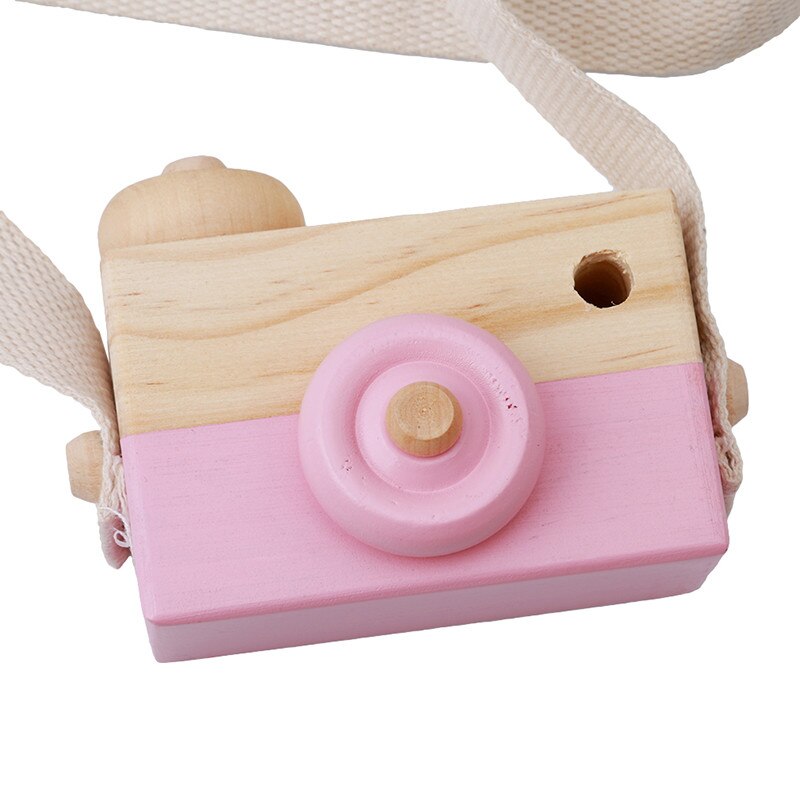 Søt baby tre leketøy nordisk hengende tre kamera leker barn leker 9.5*6*3cm rom dekor møbler artikler bursdag: Rosa