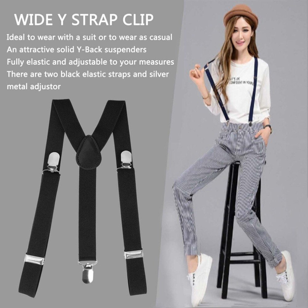 Adjustable Brace Clip-on Adjustable Unisex Men Women Pants Braces Straps Fully Elastic Y-back Suspender Girls Belt