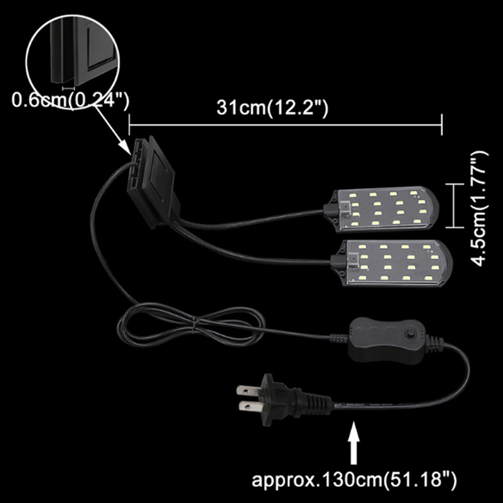 Super Slim LED Aquarium Lighting Fresh plants Grow Light 10W Aquatic Plant Lighting Clip-on Lamp For Fish Nano Tanks