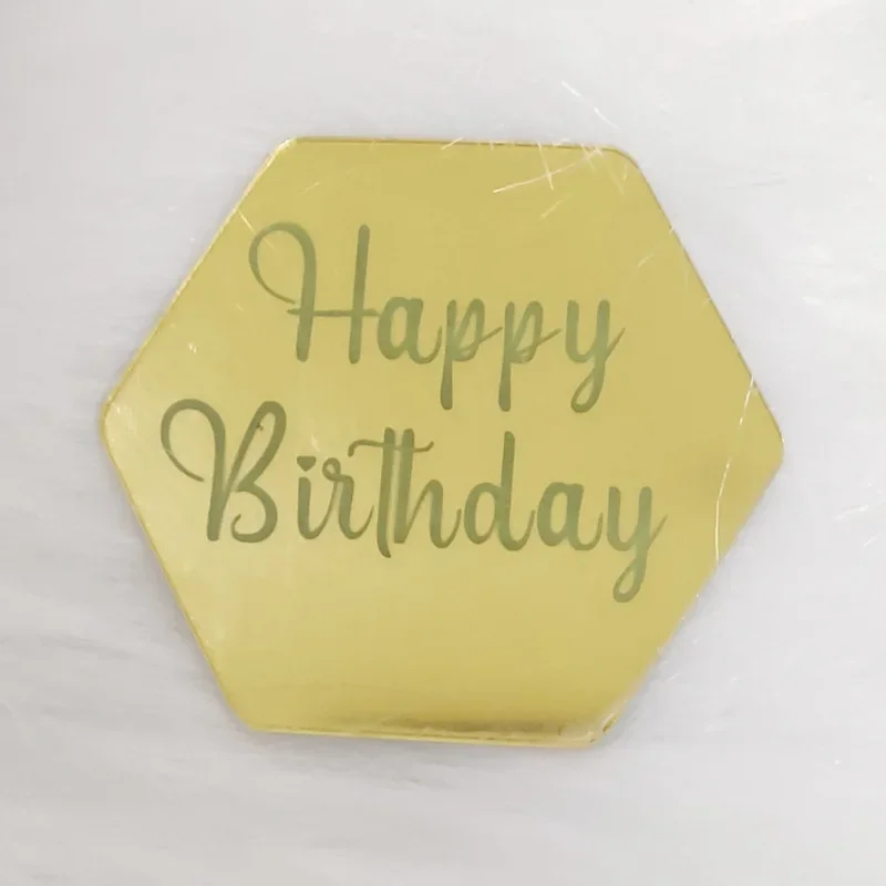 10 stk. tillykke med fødselsdagen cupcake toppers guld akryl cirkel dessert kage gør-det-selv dekorationer indsæt kort børnefødselsdagsfest dekoration: Myntegrøn