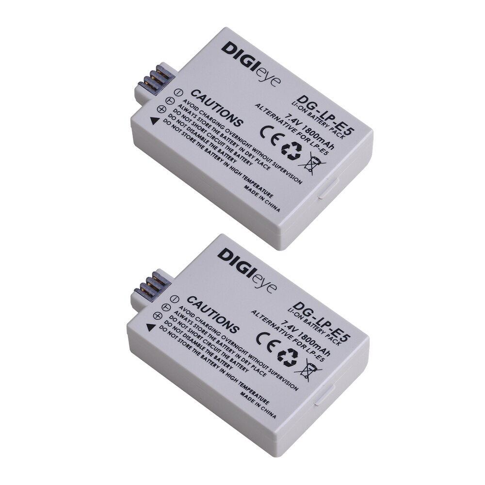 1800mAh LP-E5 LPE5 Battery for Canon EOS Rebel XS Rebel T1i Rebel XSi 1000D 500D 450D Kiss X3 Kiss X2 Kiss F Camera: 2 battery