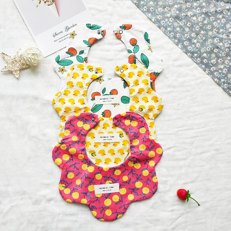Ins Baby Speeksel Pocket Absorberende Ademend Katoen Bib Boy Girl Bloemenprint Babyvoeding Bib Baby Baby Accessoires