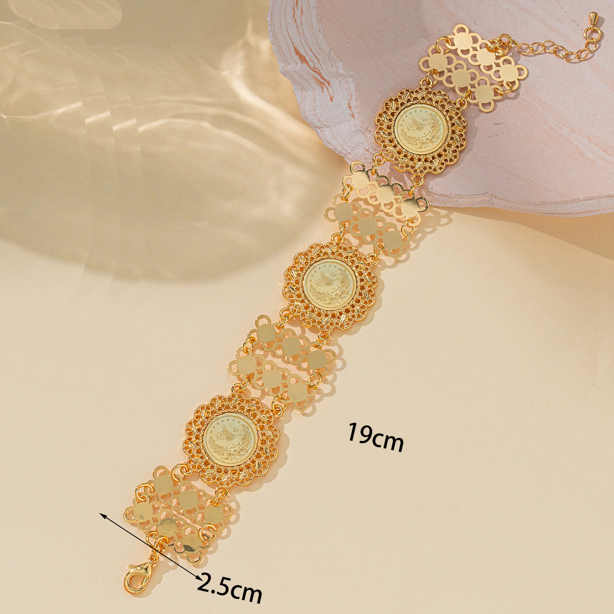 Arabic Cuff Bracelet 21k Copper Gold Plated Turkish Vintage Charm Bracelet for Women Wedding Party Jewelry Jewlry