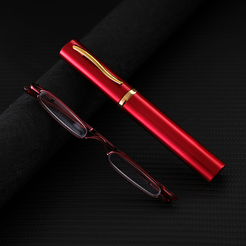 Penholder Presbyopic Glasses, Portable High-Definition Elderly Glasses, Fashionable and Wear-Resistant Metal Frame