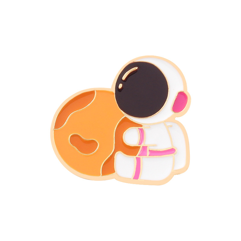 Space Character Astronaut Series Brooch Cute Leisurely Cartoon Brooch Wild Universe Moon Couple Brooch: 1