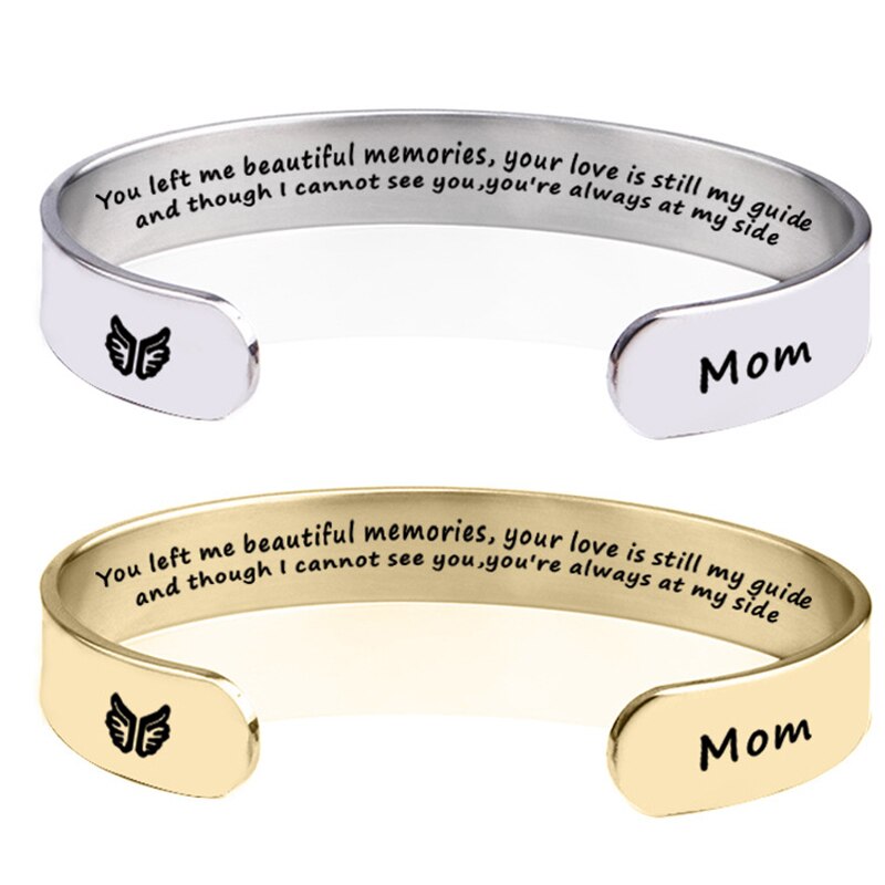 In Memory of Mom Memorial for Loss of Mother Mom Memorial Bracelet Grief Jewelry Sympathy Cuff Remembrance Bangle