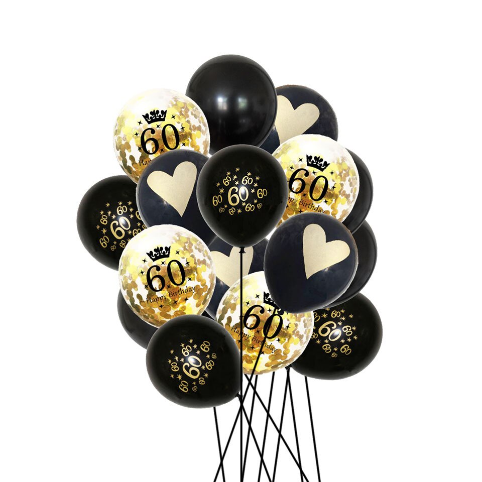 16 pièces 10 pouces 12 pouces Multi Air Ballons Joyeux Anniversaire Décorations De Fête Enfants Adultes Numéro Ballon bricolage Fournitures De Fête: 60 gold